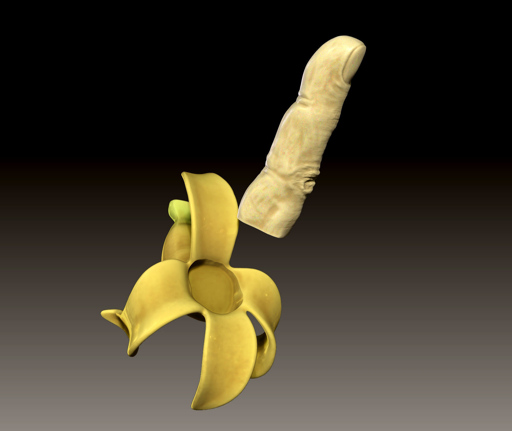 Rebellious Banana - Middle Finger Banana - flip off  3D print model_8