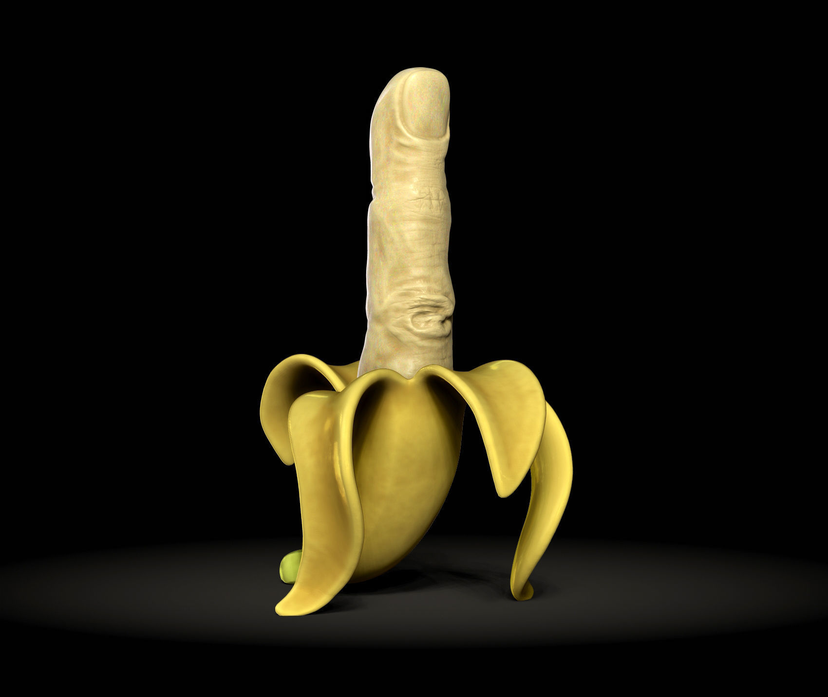 Rebellious Banana - Middle Finger Banana - flip off  3D print model_2