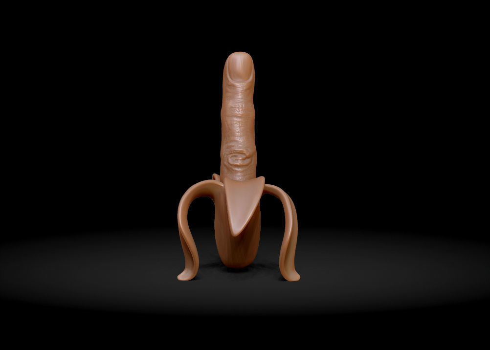 Rebellious Banana - Middle Finger Banana - flip off  3D print model_12