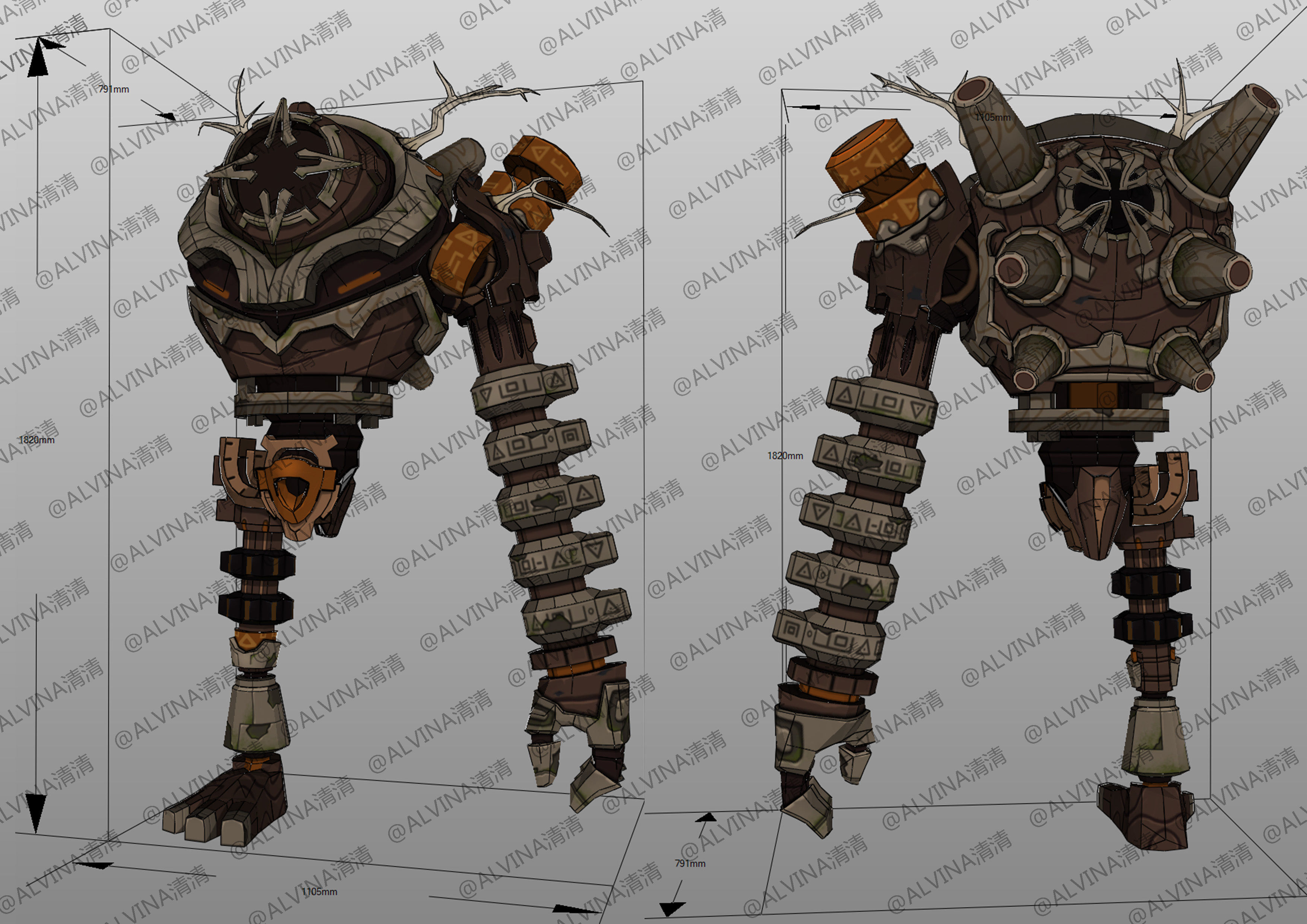 Genshin Impact Ruin Guard Armor - DIY Cosplay Pepakura Foam Low-poly 3D model_1