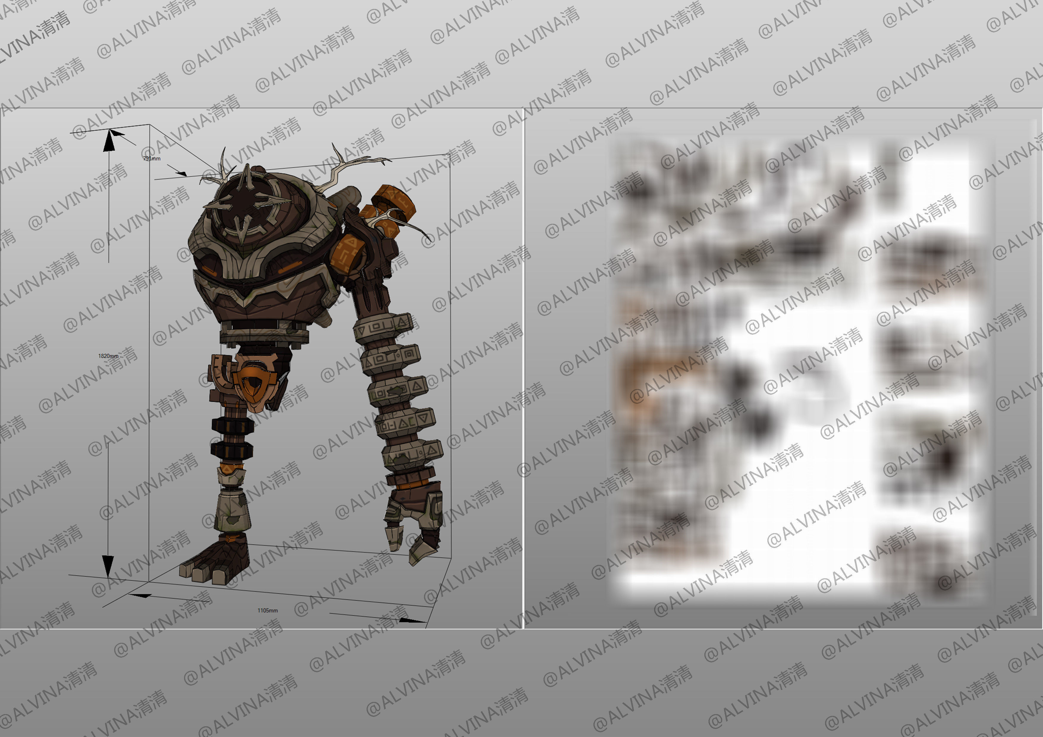 Genshin Impact Ruin Guard Armor - DIY Cosplay Pepakura Foam Low-poly 3D model_5