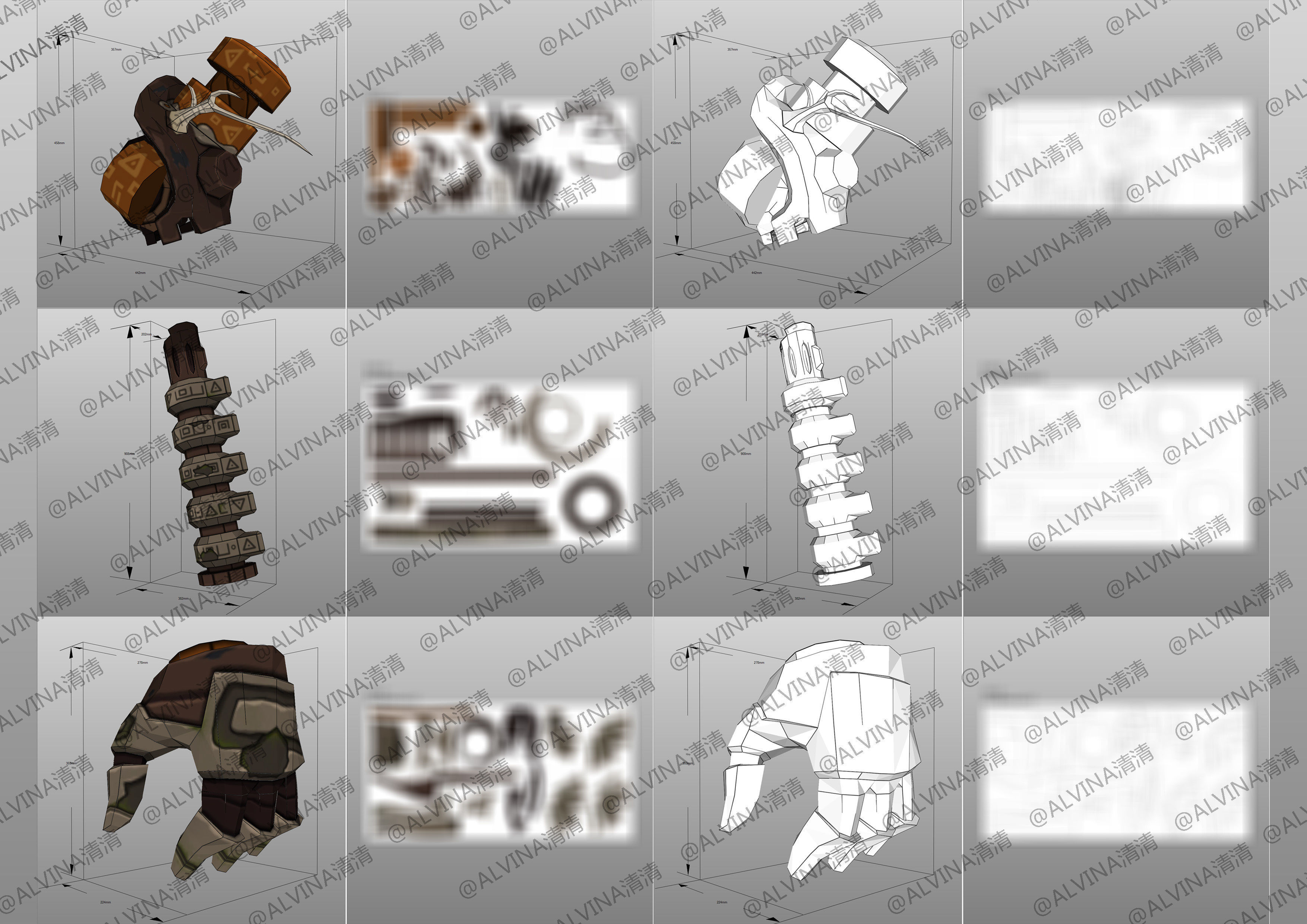 Genshin Impact Ruin Guard Armor - DIY Cosplay Pepakura Foam Low-poly 3D model_3