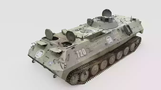 destroyed russian MT-LB multi-purpose towing vehicle  3D model