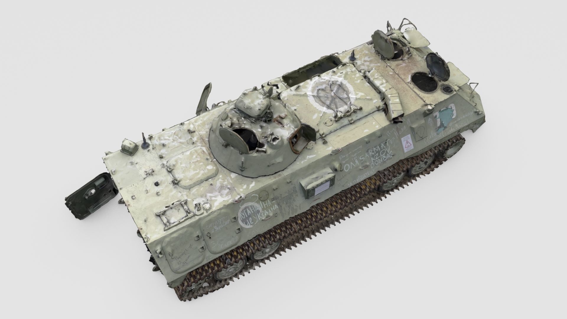 destroyed russian MT-LB multi-purpose towing vehicle 3D model_2