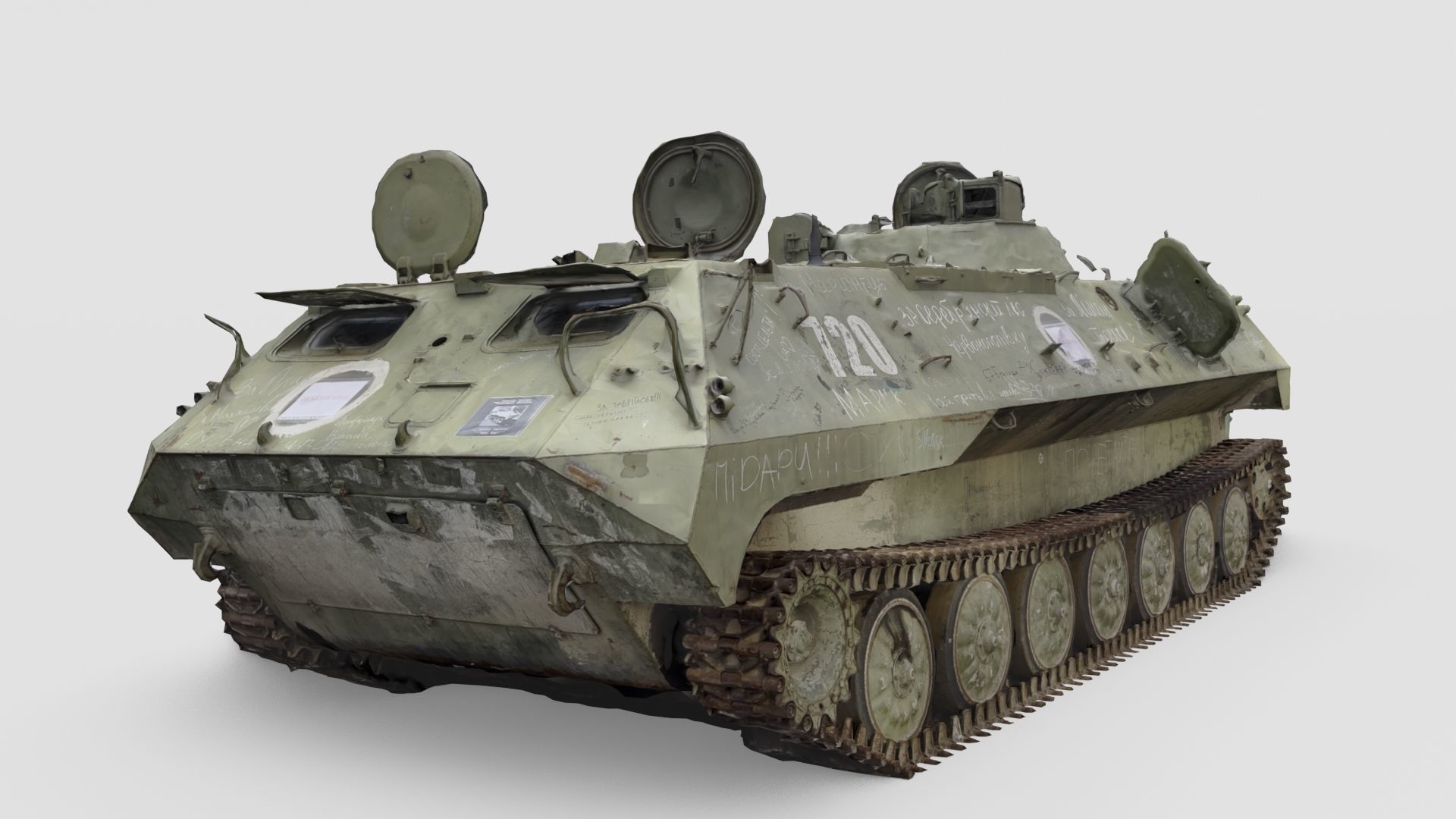 destroyed russian MT-LB multi-purpose towing vehicle 3D model_4