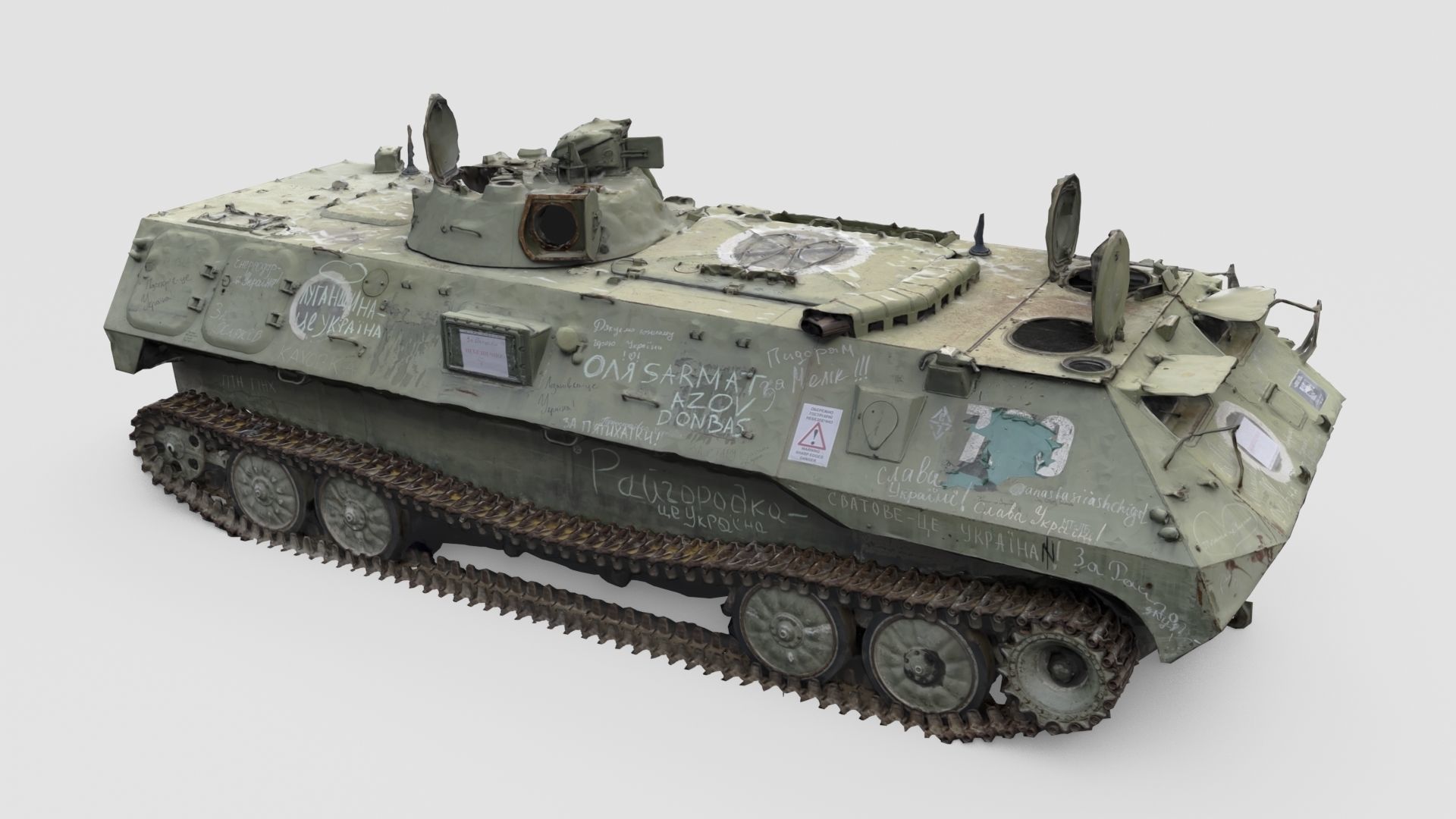 destroyed russian MT-LB multi-purpose towing vehicle 3D model_3