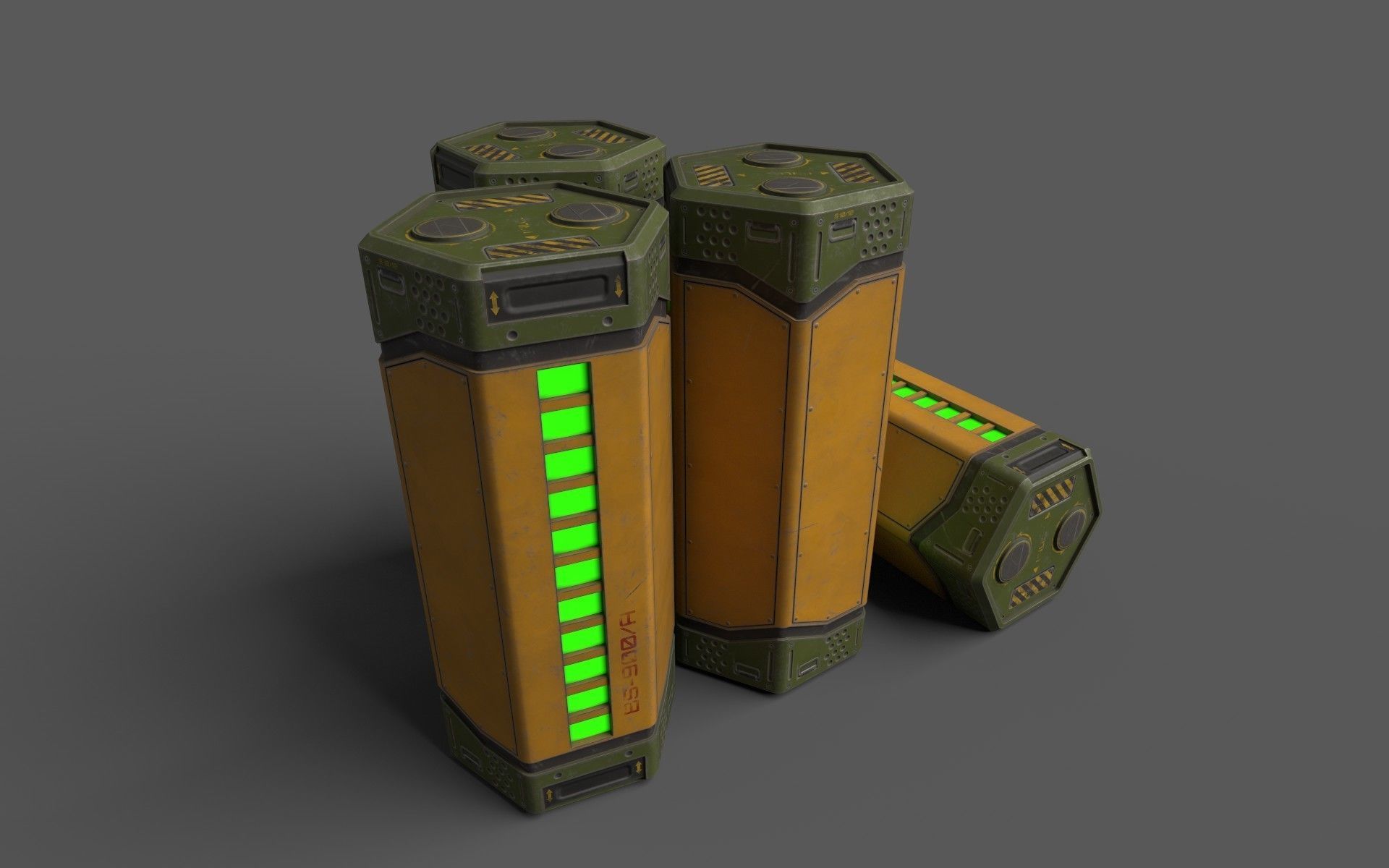 Sci-Fi Power Battery Low-poly 3D model_3