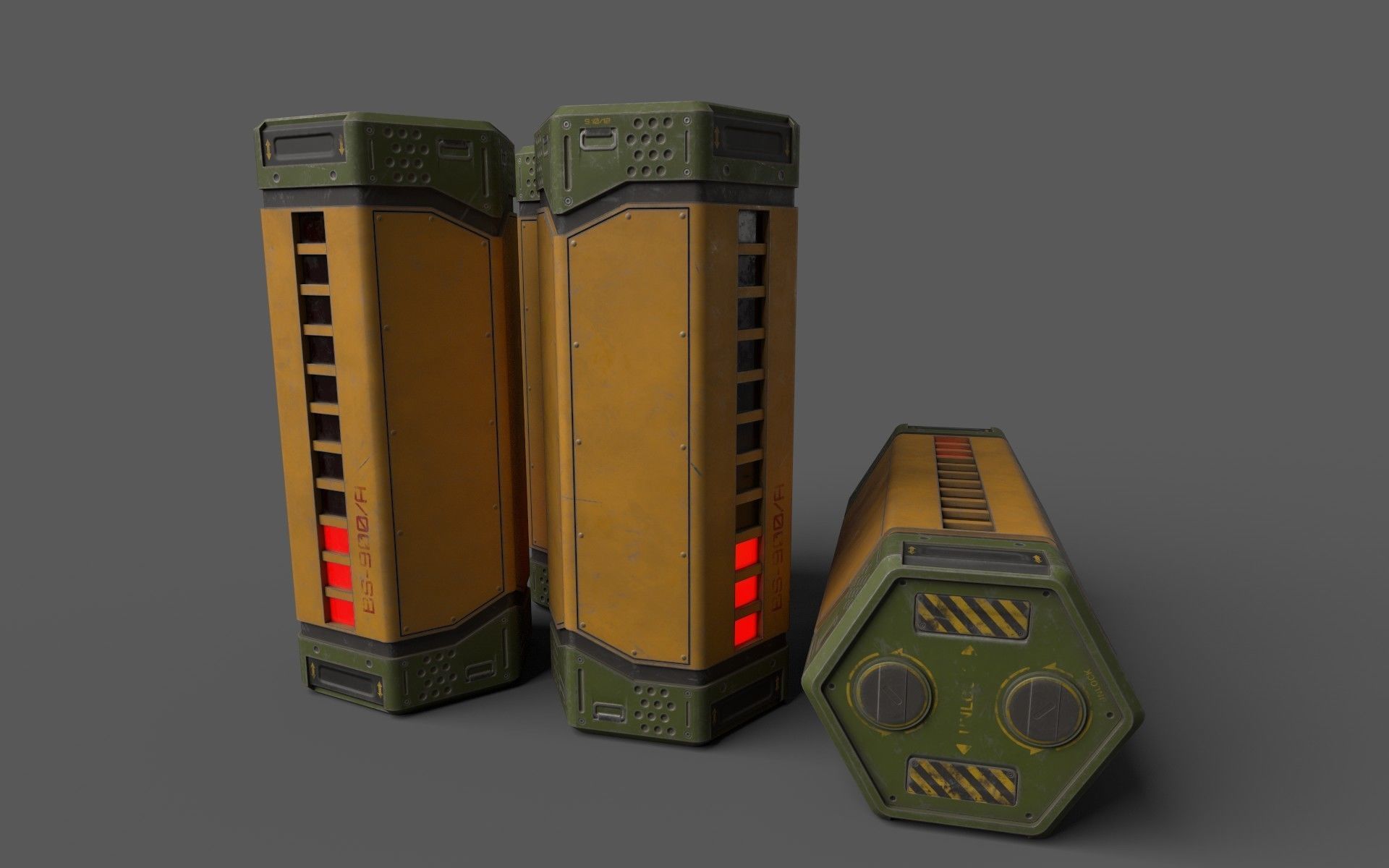 Sci-Fi Power Battery Low-poly 3D model_5