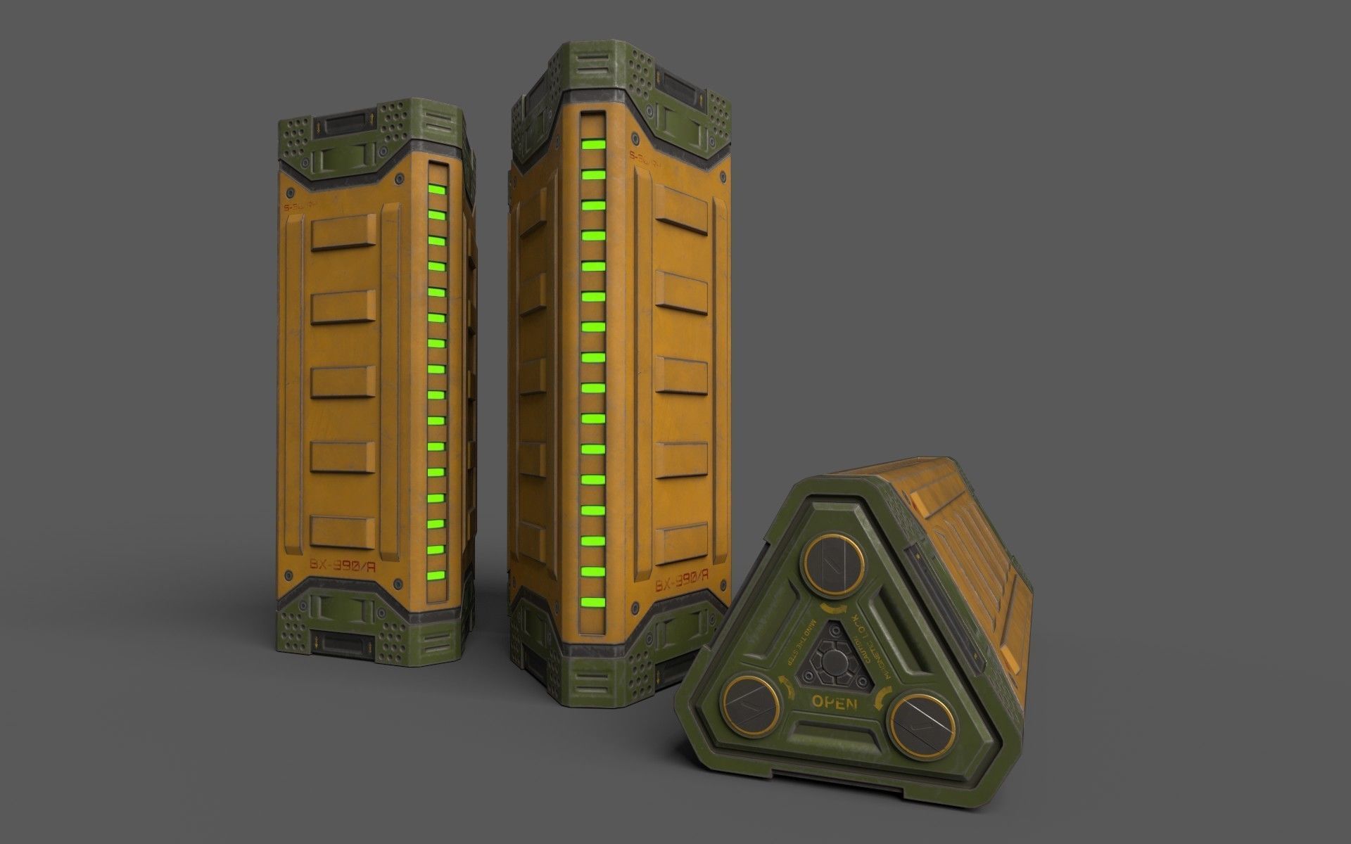 Sci-Fi Power Battery Low-poly 3D model_7