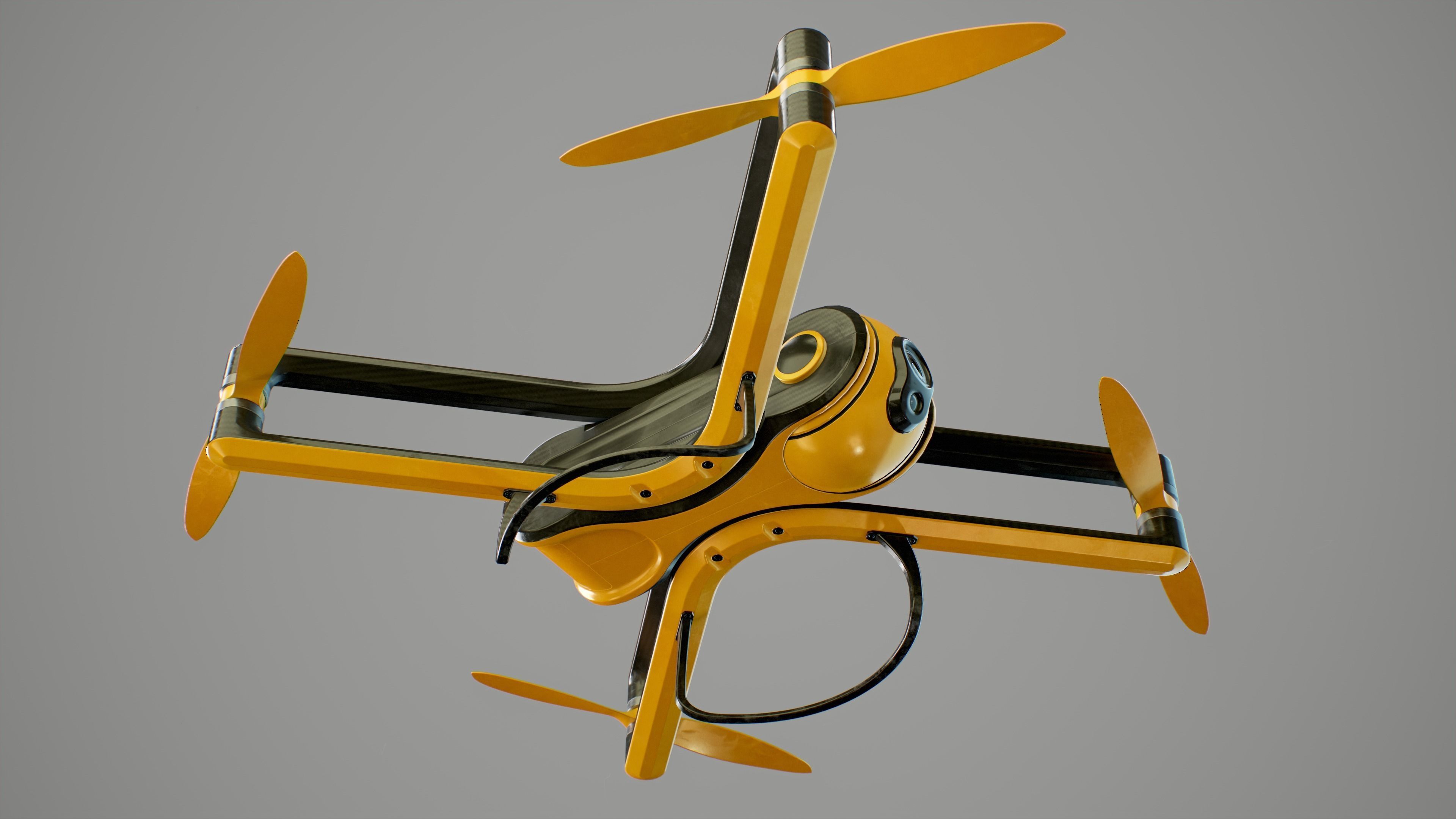 Quadcopter Drone PBR Low-poly 3D model_6
