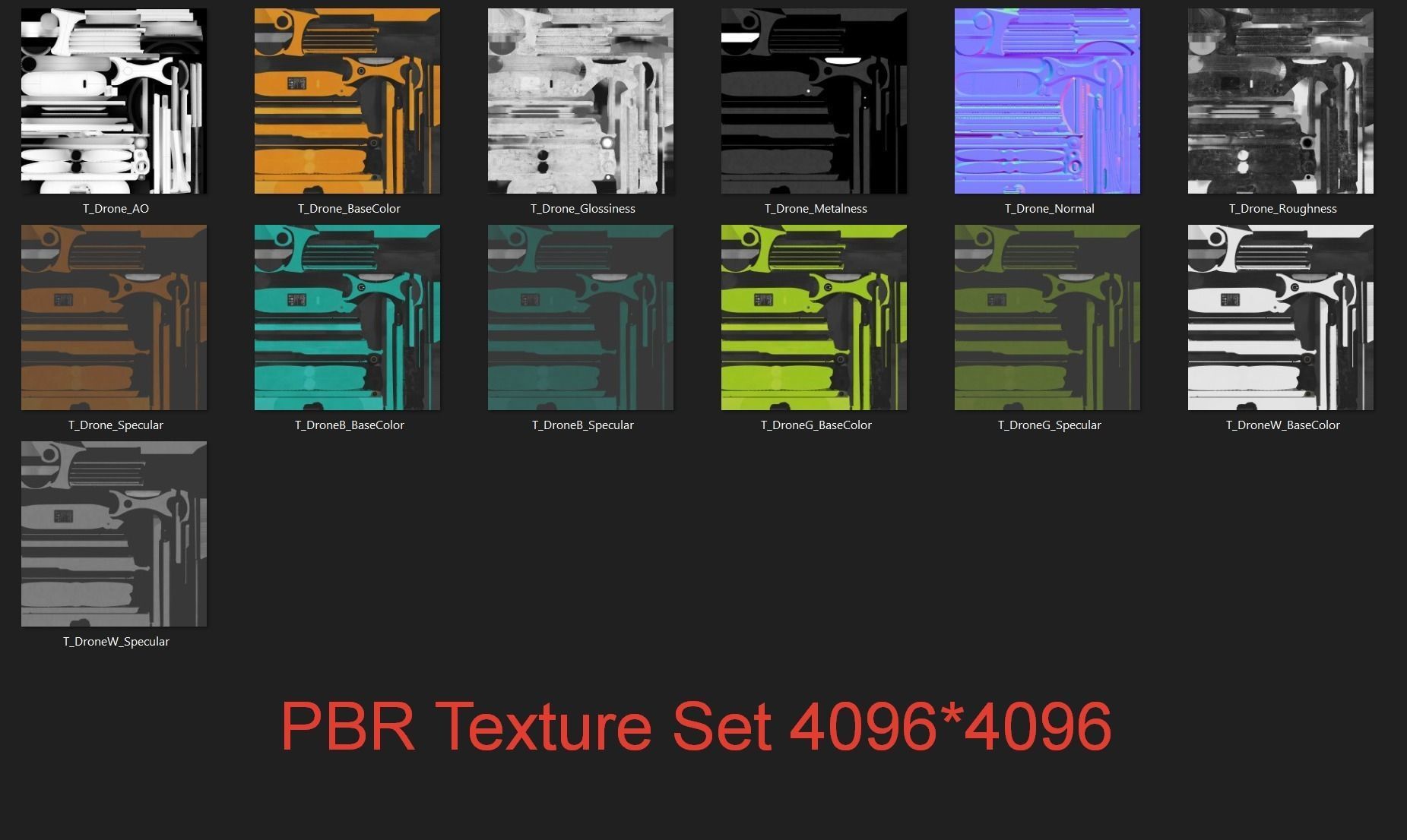 Quadcopter Drone PBR Low-poly 3D model_12