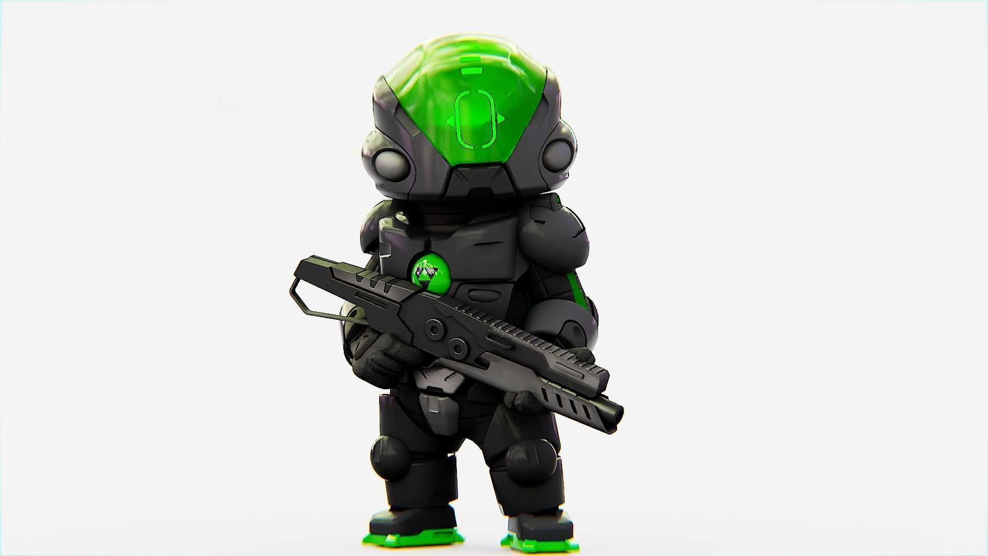 TOON TROOPER ALIENWARE V-2   RIGGED 3D model_1