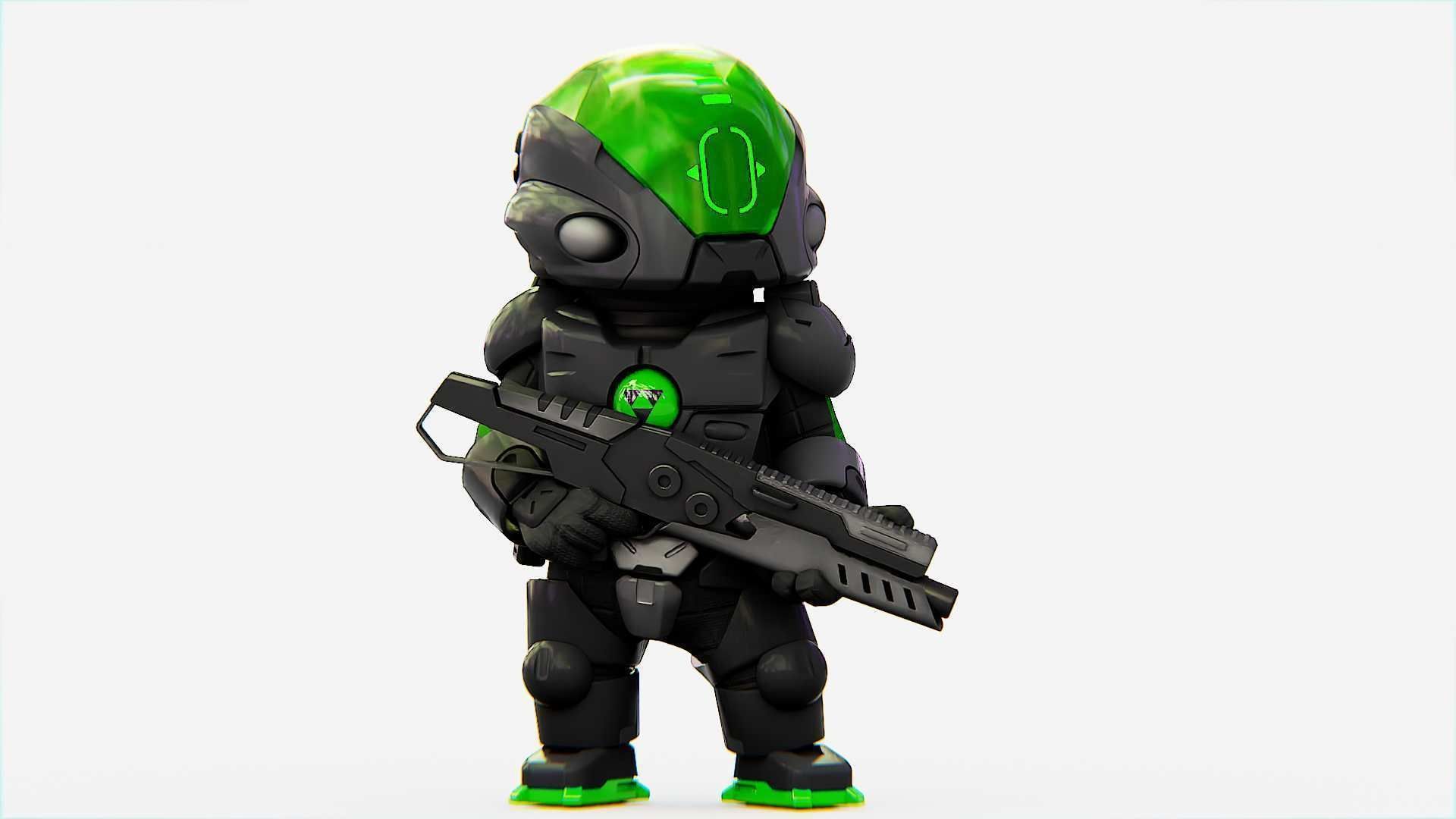 TOON TROOPER ALIENWARE V-2   RIGGED 3D model_2