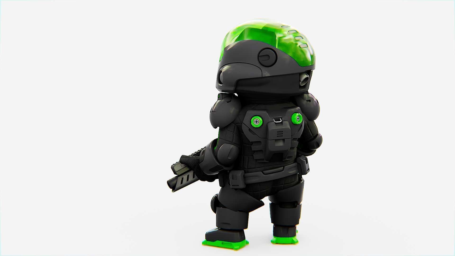 TOON TROOPER ALIENWARE V-2   RIGGED 3D model_9