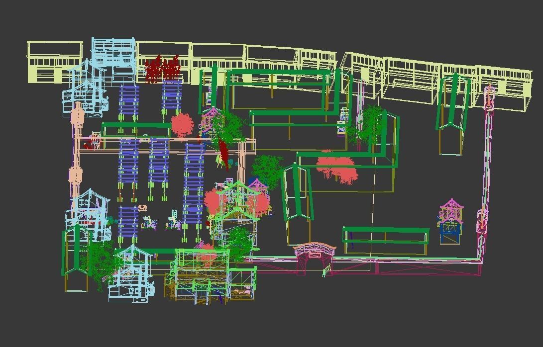 Old Courtyard Low-poly 3D model_4