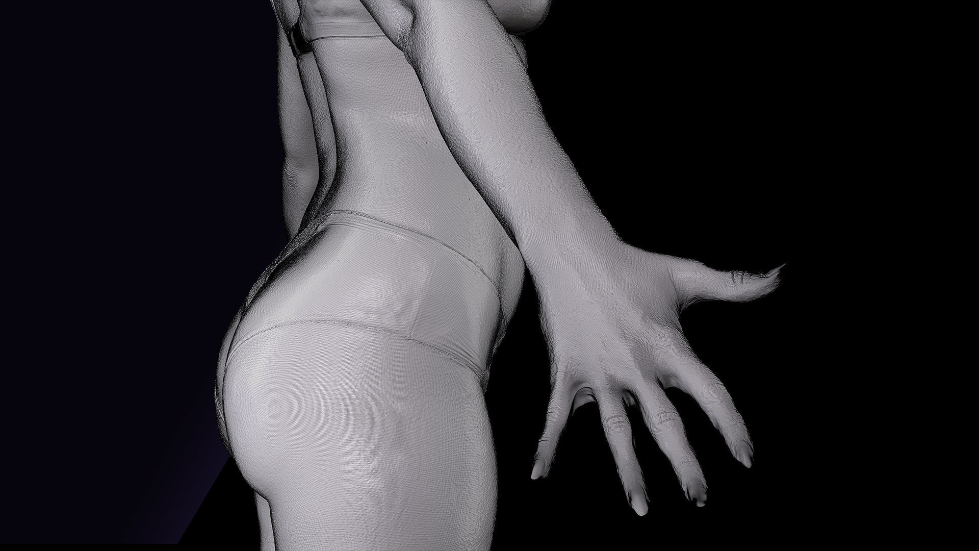 Cleaned A Pose Scan Mia Brown Underwear 3D model_13