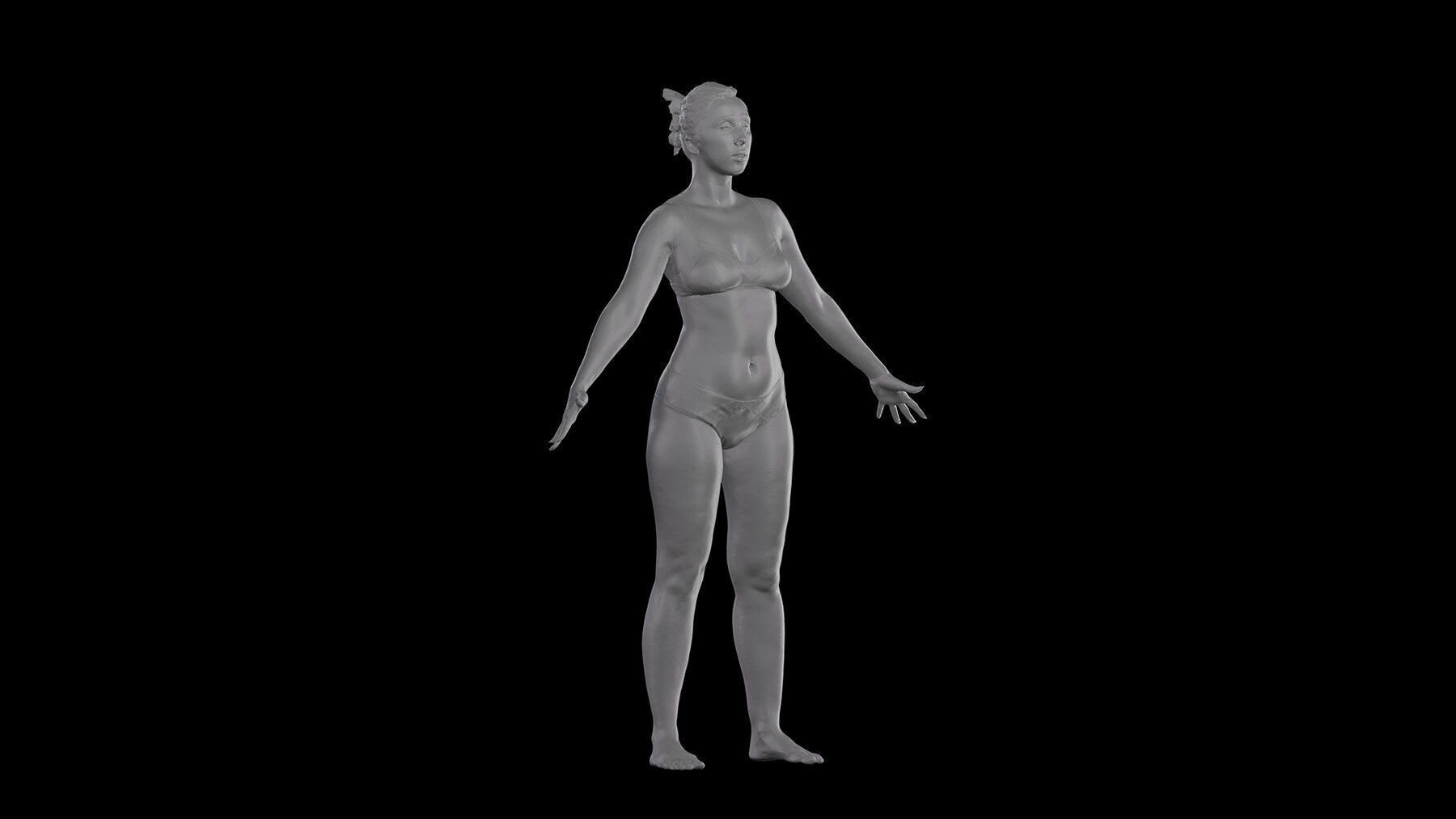 Cleaned A Pose Scan Mia Brown Underwear 3D model_7