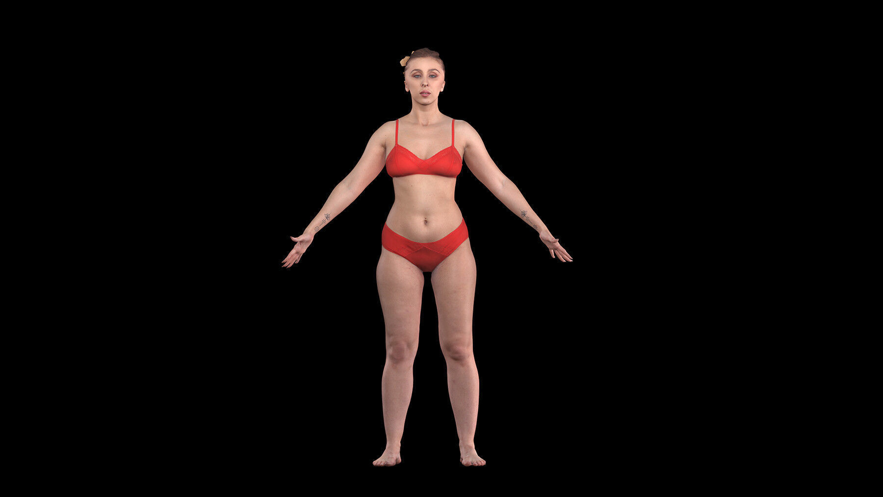 Cleaned A Pose Scan Mia Brown Underwear 3D model_4