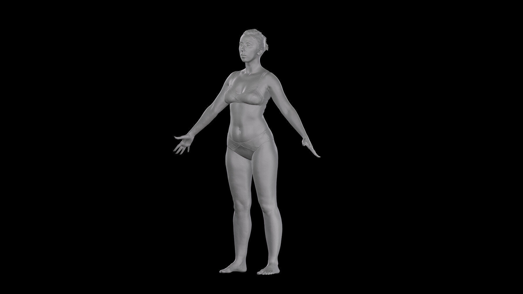 Cleaned A Pose Scan Mia Brown Underwear 3D model_10