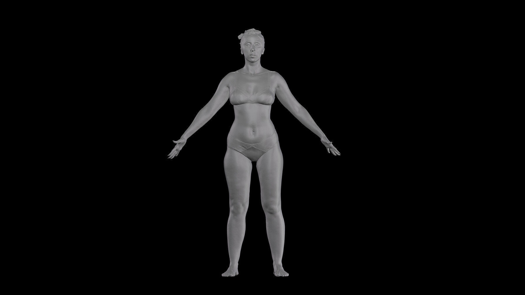 Cleaned A Pose Scan Mia Brown Underwear 3D model_6