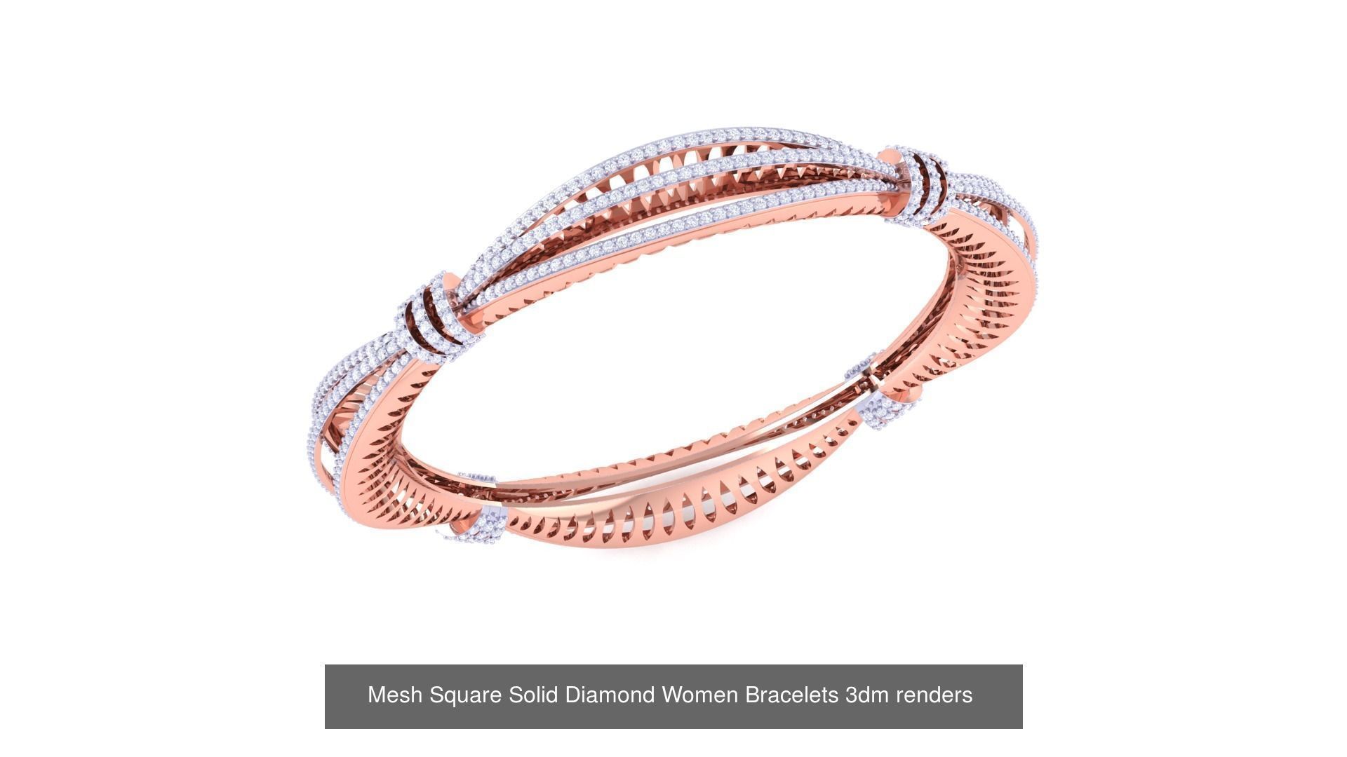 23 Mesh Wire Women Light wt Diamond Bracelet 3dm renders 3D Model Collection_7