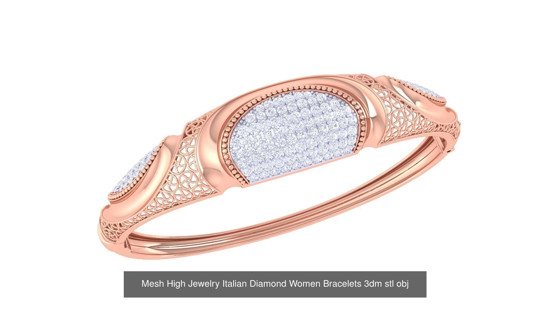 23 Mesh Wire Women Light wt Diamond Bracelet 3dm renders 3D Model Collection_12