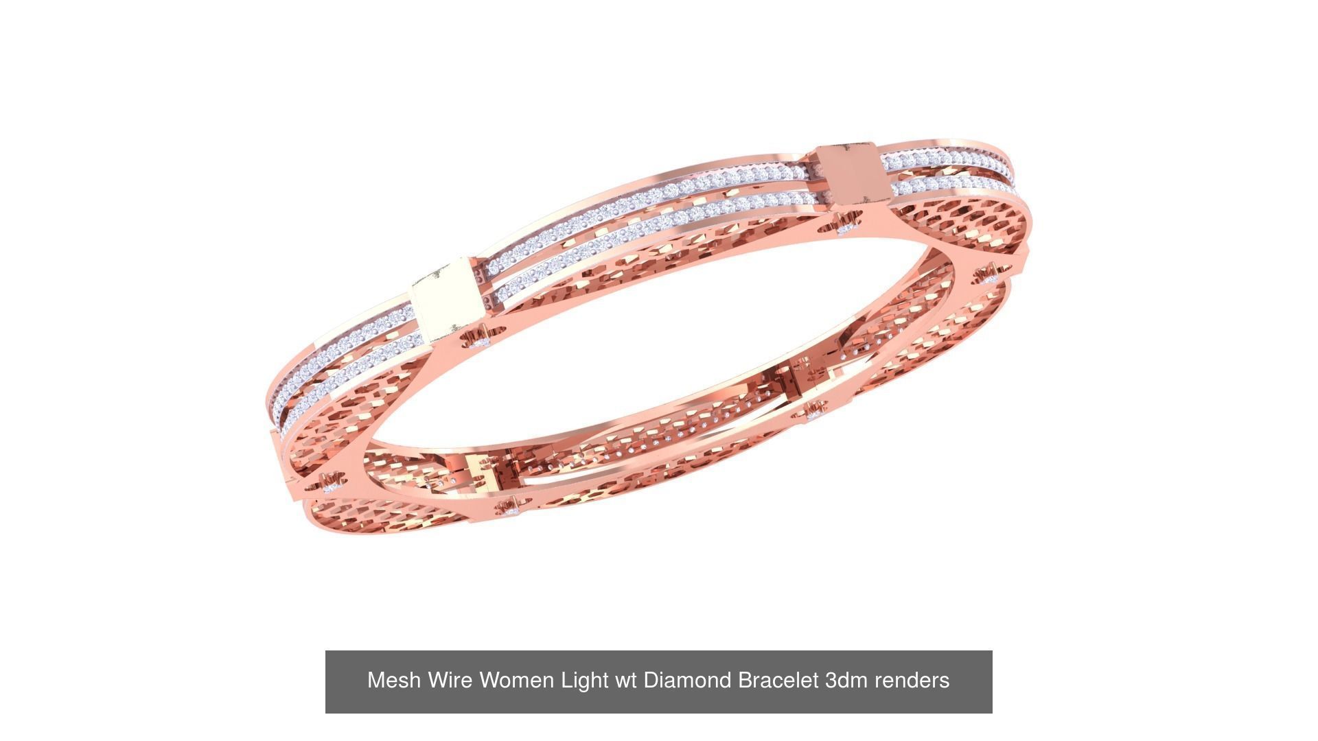 23 Mesh Wire Women Light wt Diamond Bracelet 3dm renders 3D Model Collection_6
