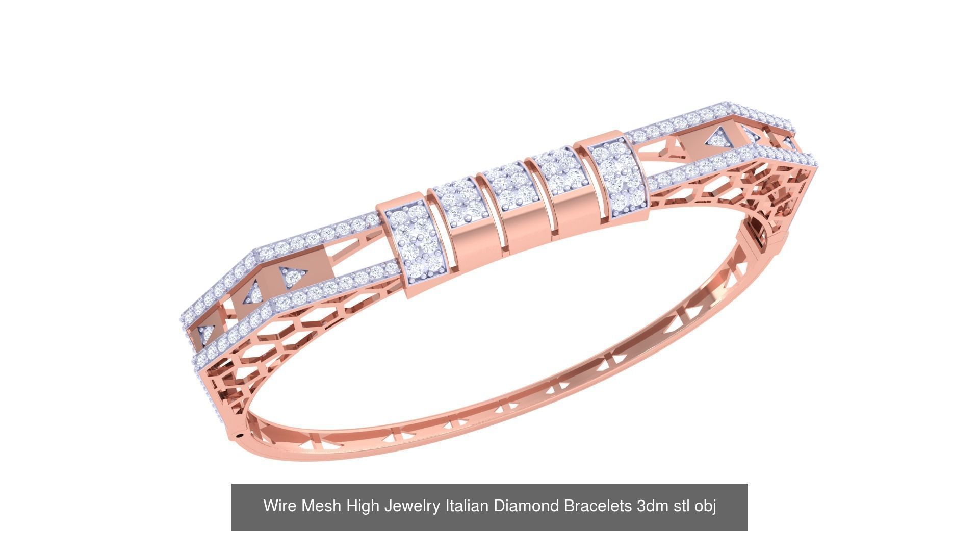 23 Mesh Wire Women Light wt Diamond Bracelet 3dm renders 3D Model Collection_14