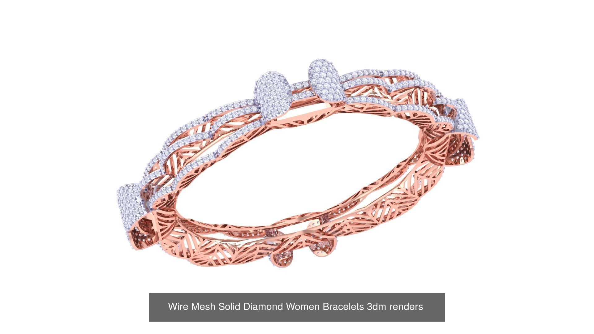 23 Mesh Wire Women Light wt Diamond Bracelet 3dm renders 3D Model Collection_4