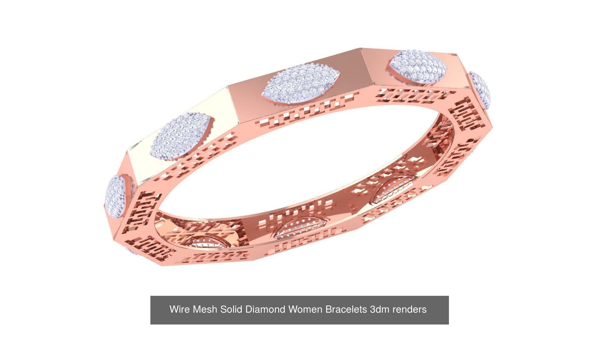 23 Mesh Wire Women Light wt Diamond Bracelet 3dm renders 3D Model Collection_5