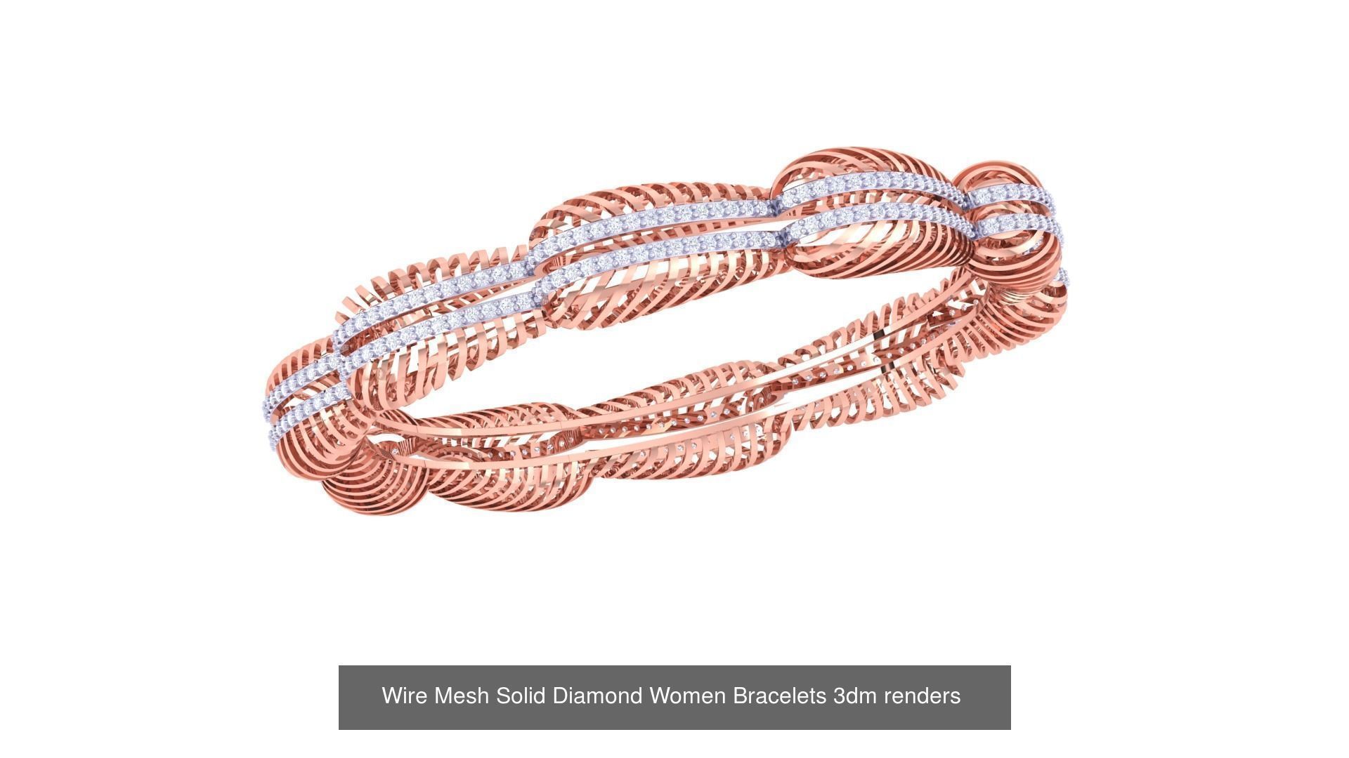 23 Mesh Wire Women Light wt Diamond Bracelet 3dm renders 3D Model Collection_3