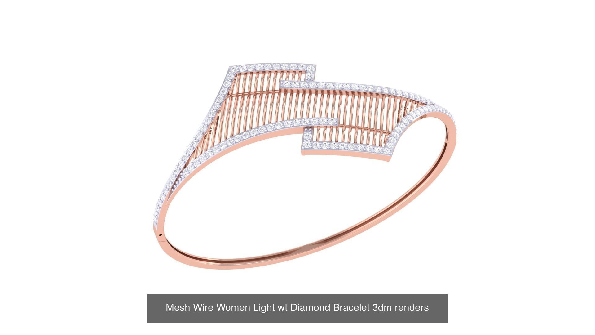 23 Mesh Wire Women Light wt Diamond Bracelet 3dm renders 3D Model Collection_9