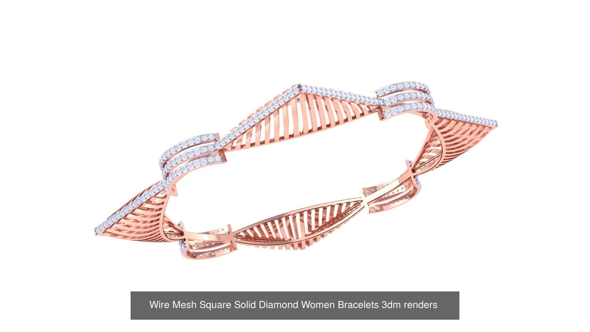 23 Mesh Wire Women Light wt Diamond Bracelet 3dm renders 3D Model Collection_2