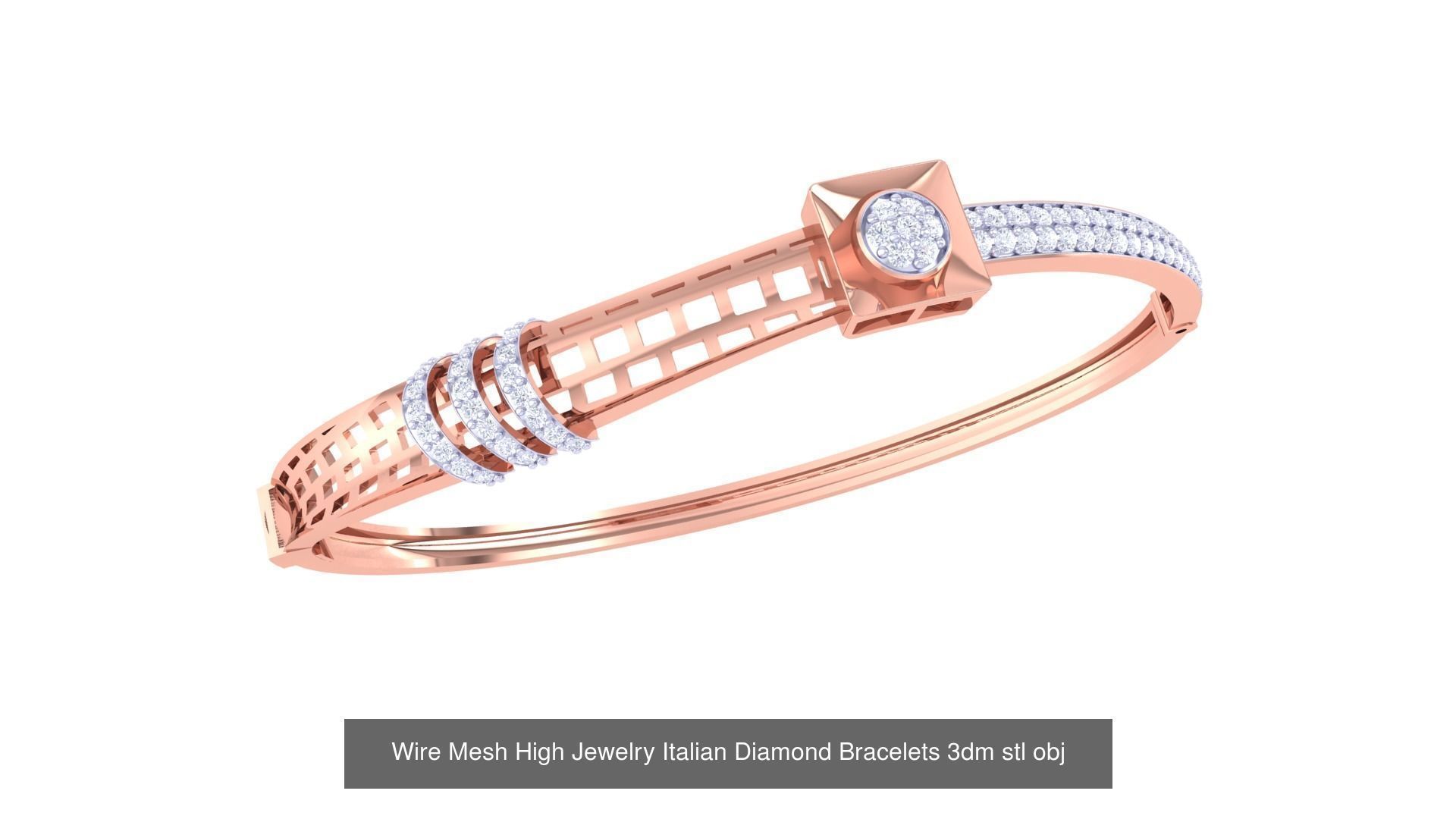 23 Mesh Wire Women Light wt Diamond Bracelet 3dm renders 3D Model Collection_16