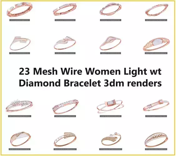 23 Mesh Wire Women Light wt Diamond Bracelet 3dm renders 3D Model Collection