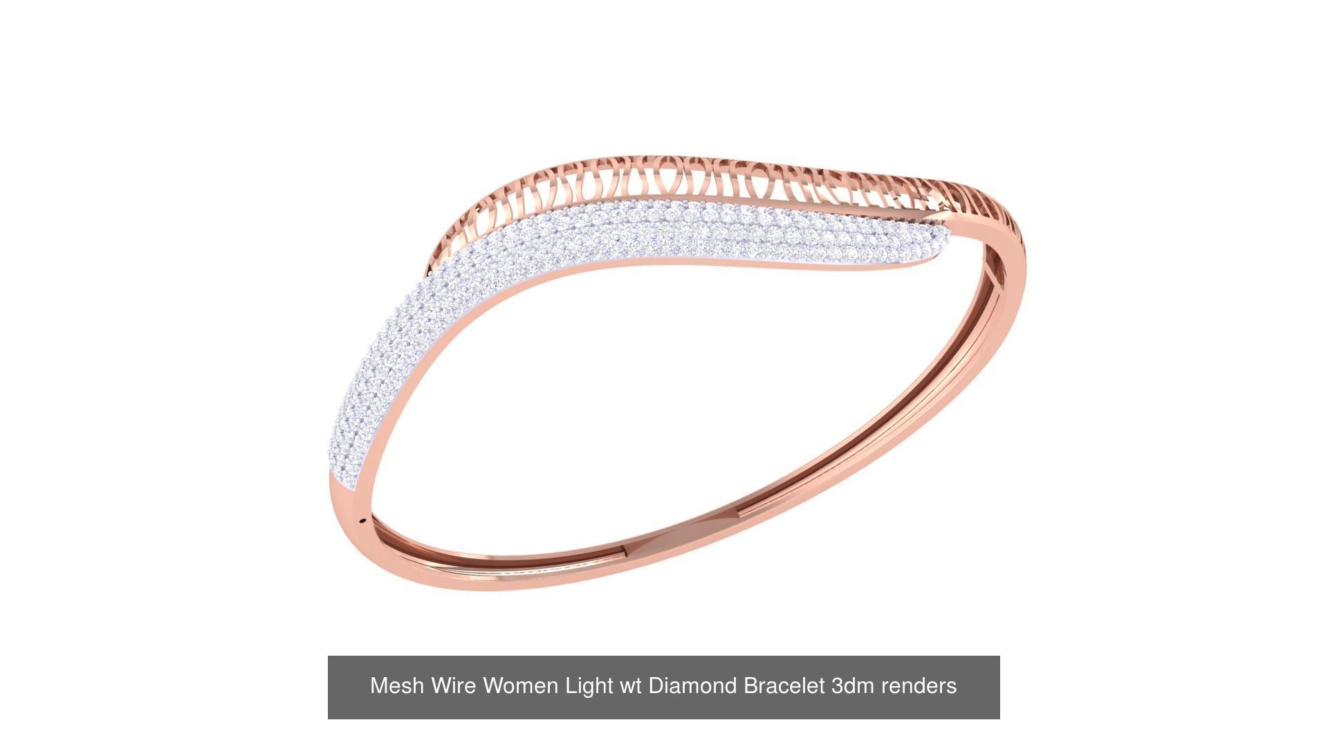 23 Mesh Wire Women Light wt Diamond Bracelet 3dm renders 3D Model Collection_1