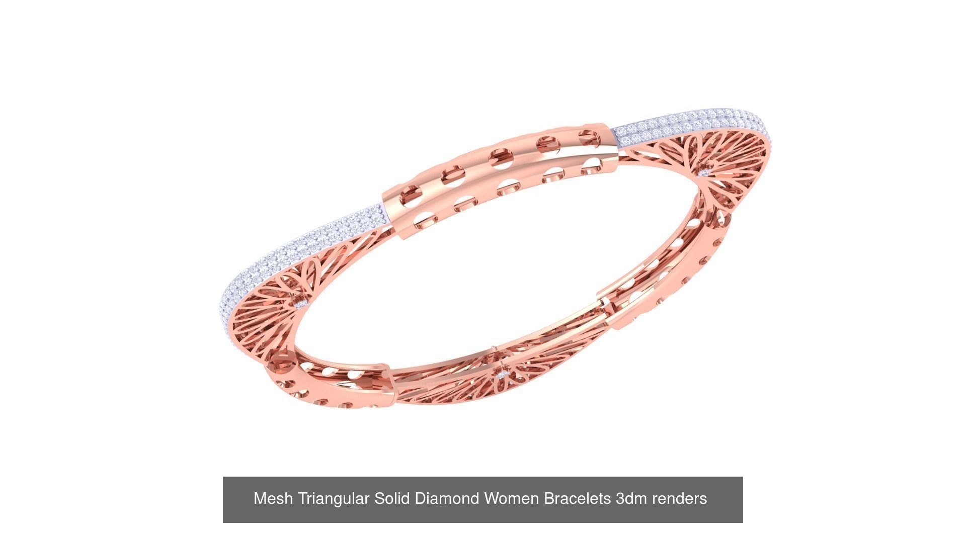 23 Mesh Wire Women Light wt Diamond Bracelet 3dm renders 3D Model Collection_8