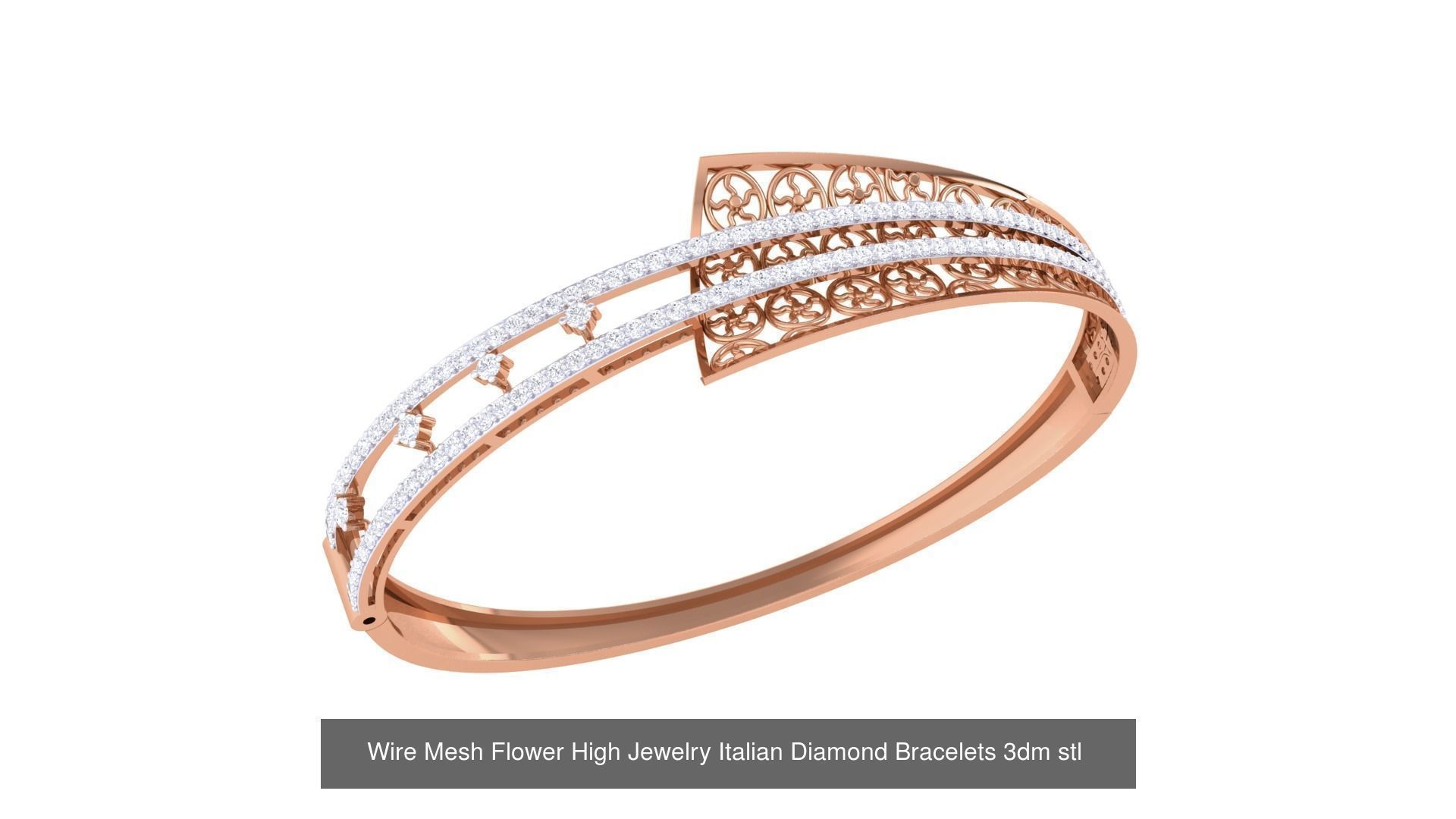 23 Mesh Wire Women Light wt Diamond Bracelet 3dm renders 3D Model Collection_18