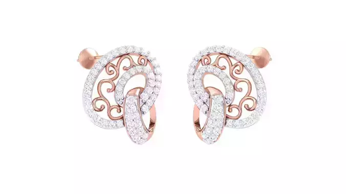 Rim High Jewelry Diamond Earrings 3dm stl renders details