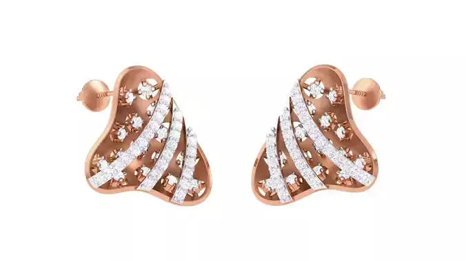 Flower High Jewelry Diamond Earrings 3dm stl renders details 3D print model