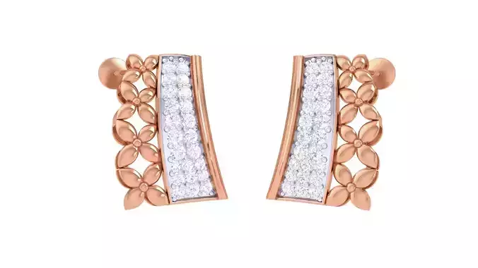 Flowers High Jewelry Diamond Earrings 3dm stl renders details