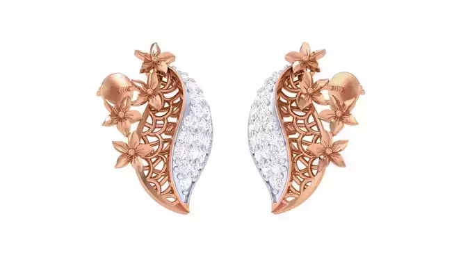 Ultra Vision Flower on Wire Mesh High Jewelry Diamond Earrings  