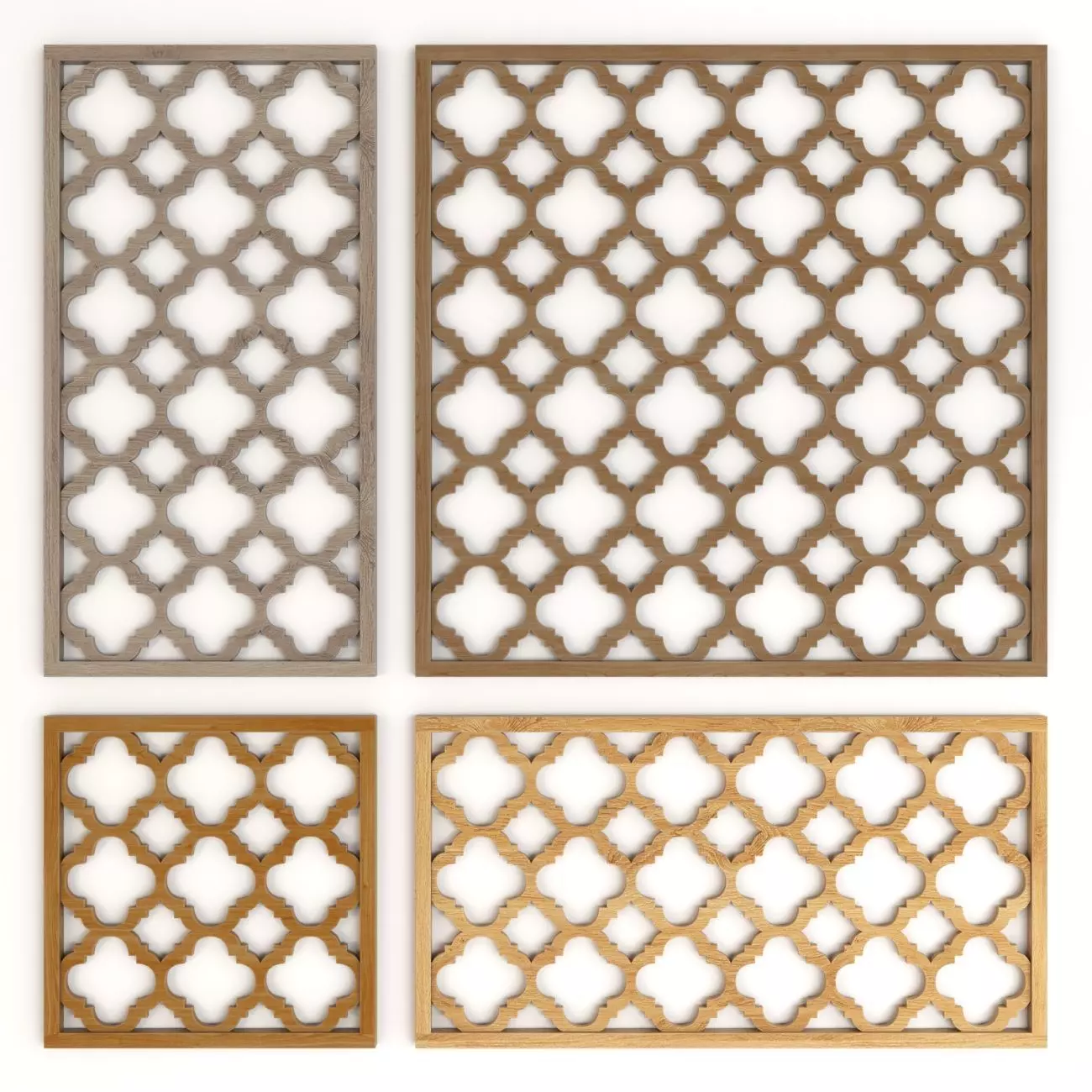Wood Arabic Islamic pattern decorative grill screen 3D model_0