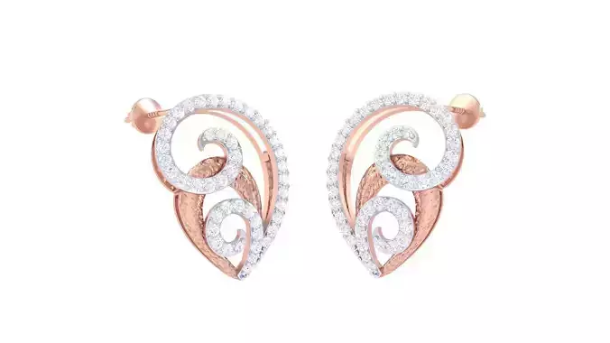 High Jewelry Diamond Earrings 3dm stl renders details