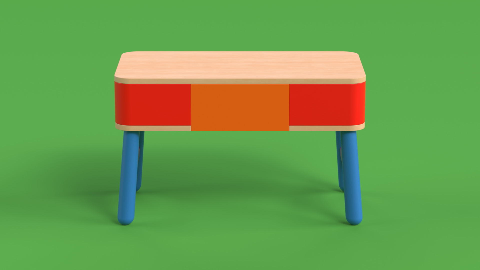 Table 16 Study Table for Kids with Storage Low-poly 3D model_3