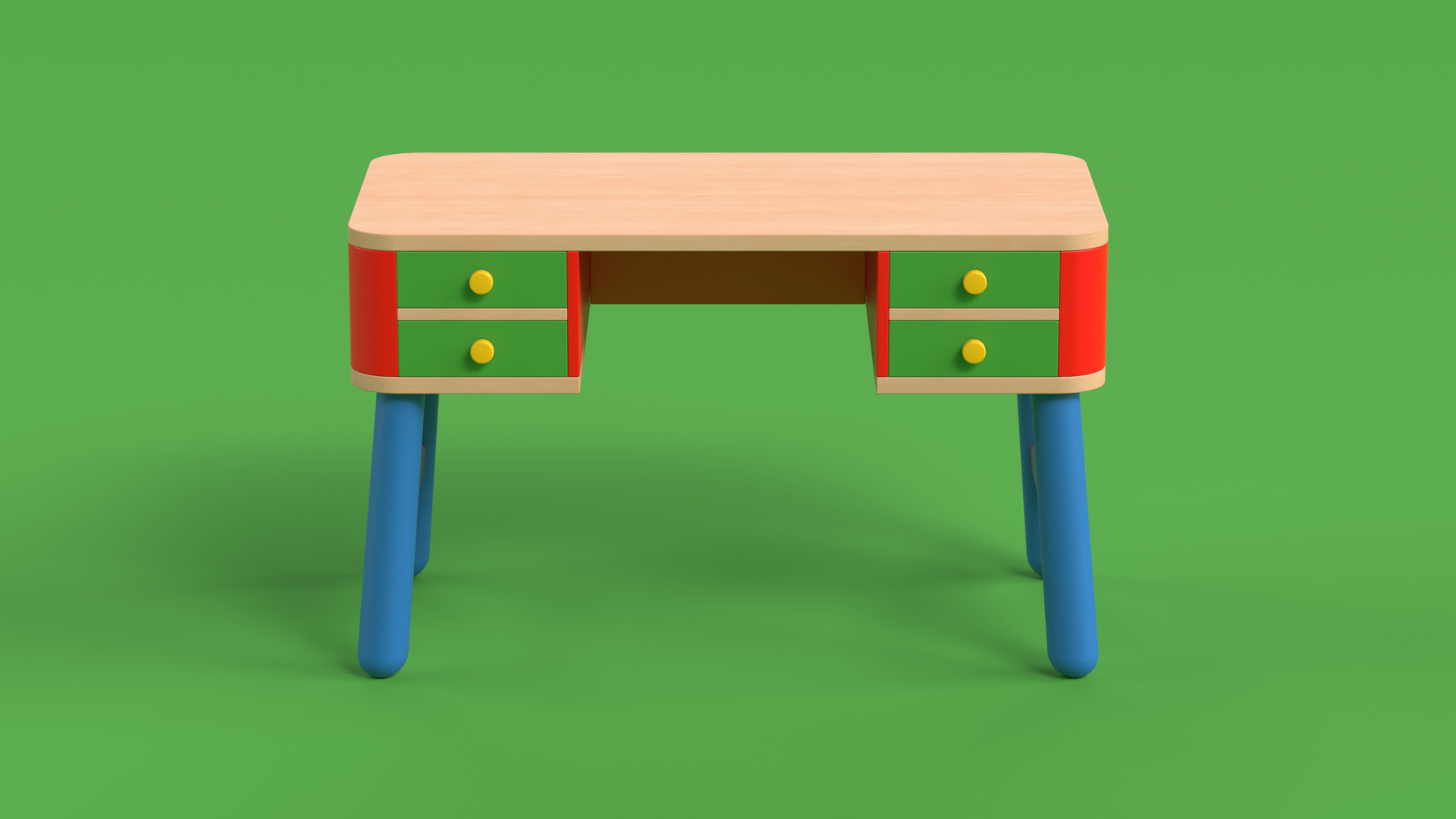Table 16 Study Table for Kids with Storage Low-poly 3D model_1