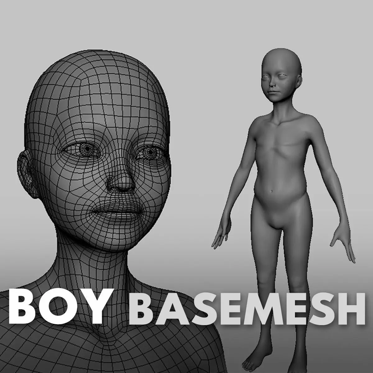 Boy  BaseMesh Low-poly 3D model_0