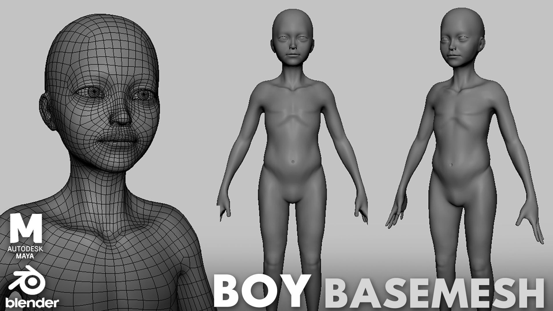 Boy  BaseMesh Low-poly 3D model_1