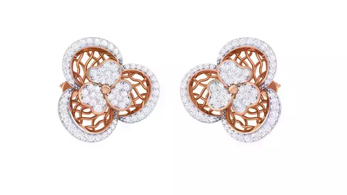 Ultra Vision Flower Wire Mesh High Jewelry Diamond Earrings 3dm