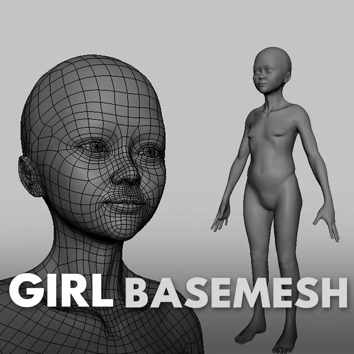Girl Anatomy BaseMesh  Low-poly 3D model_0